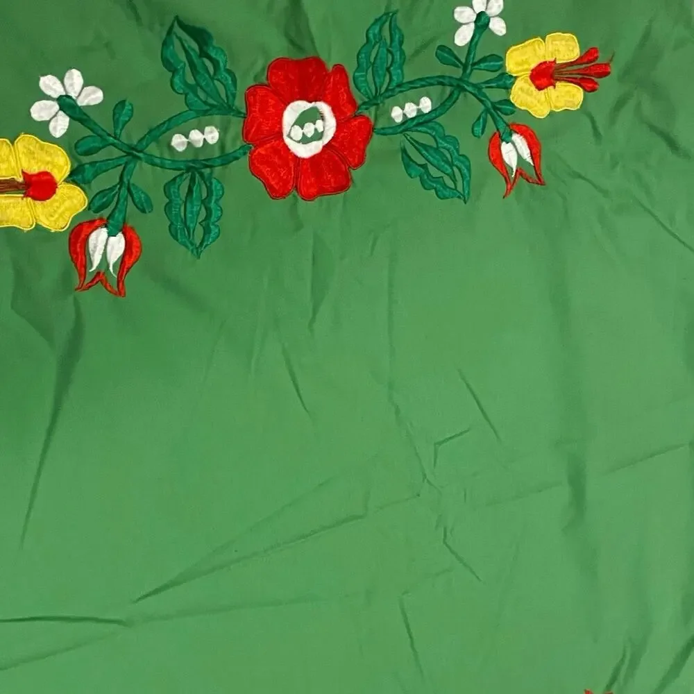 Vintage Embroidered Floral Green Pillow Case